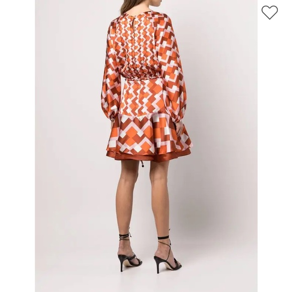 Like New! Silvia Tcherassi Silk Poggo Blouson-Sleeve Braid Belted Silk Dress - Picture 3 of 13